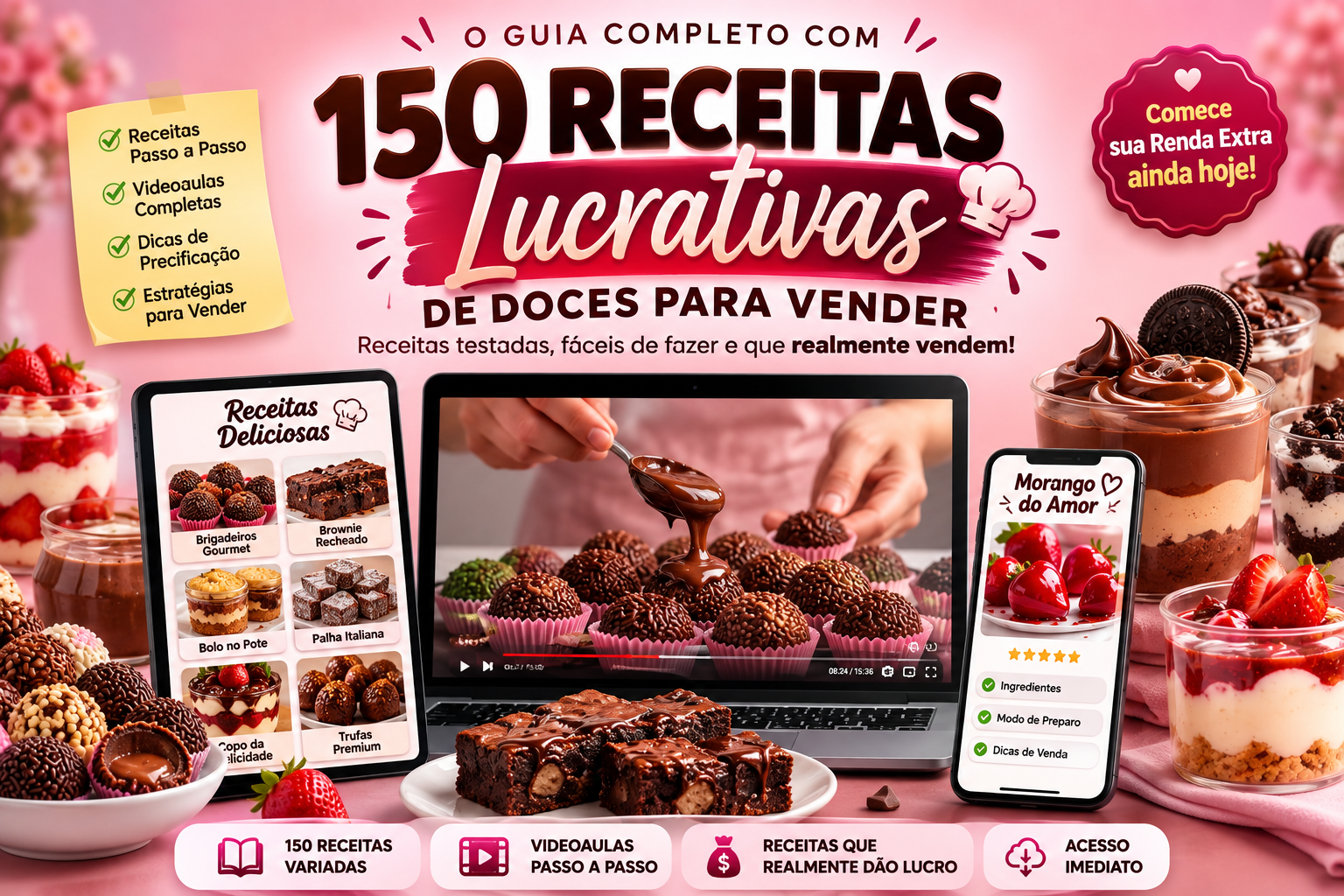 Combo completo do Método Master de Confeitaria Lucrativa com mais de 150 receitas práticas
